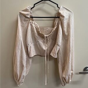 Beige Gingham Blouse